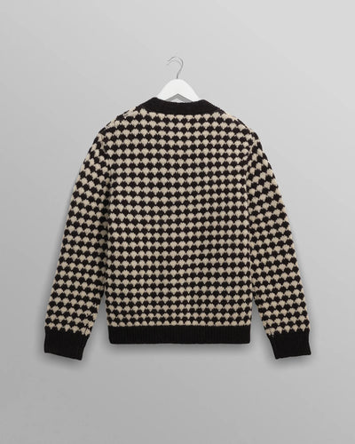 Walker Cardigan - Black And Ecru Bubble Knit Cardigan
