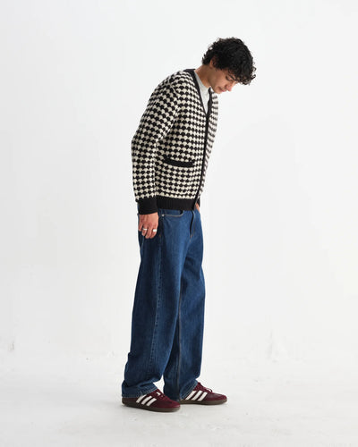 Walker Cardigan - Black And Ecru Bubble Knit Cardigan