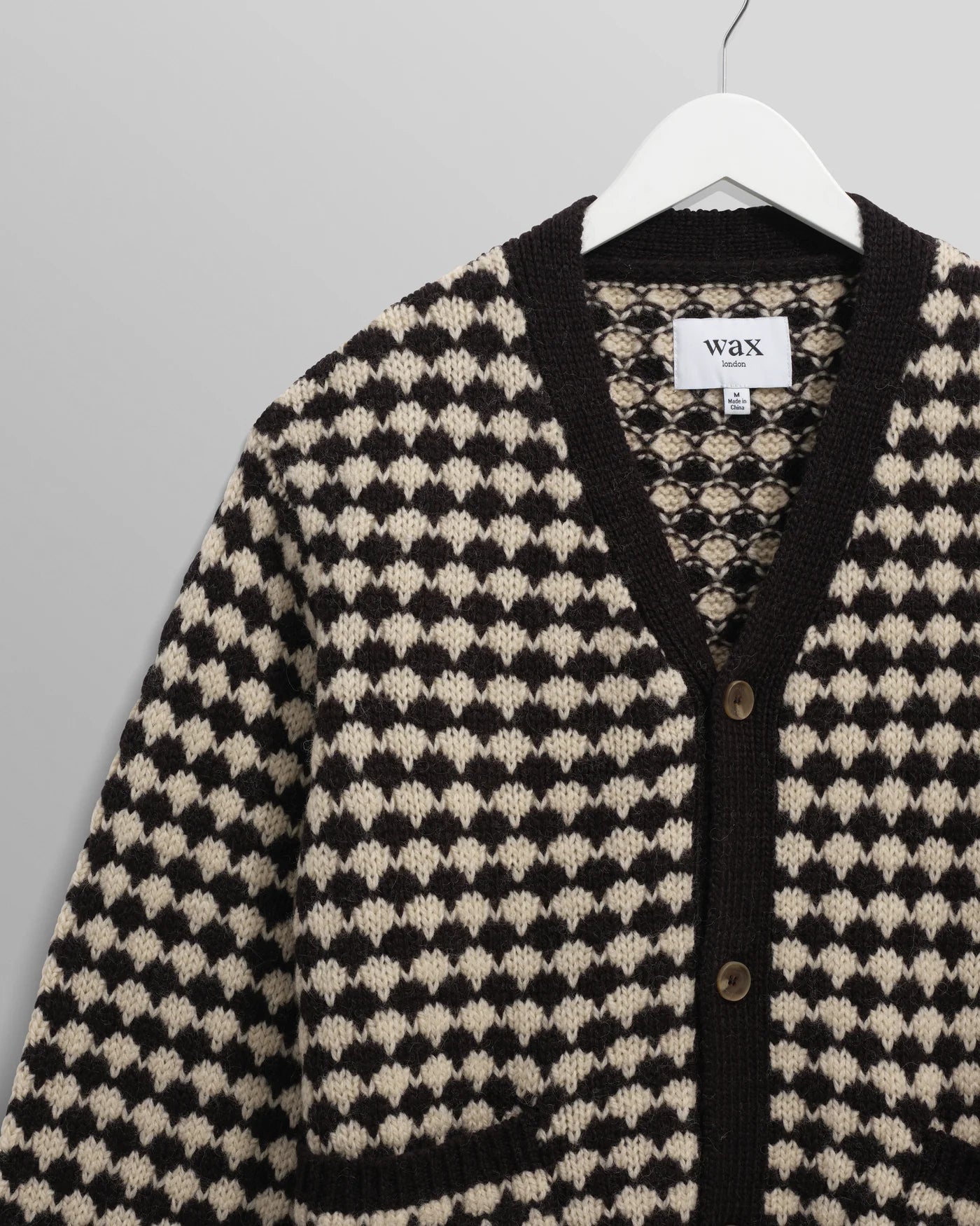 Walker Cardigan - Black And Ecru Bubble Knit Cardigan