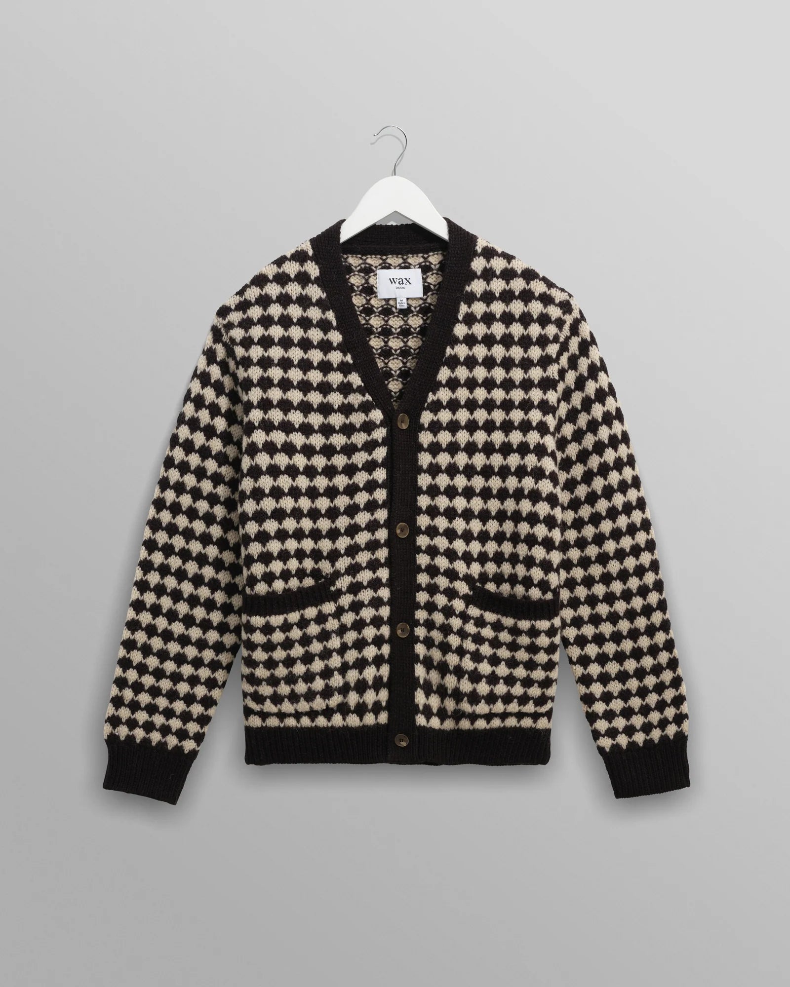 Walker Cardigan - Black And Ecru Bubble Knit Cardigan