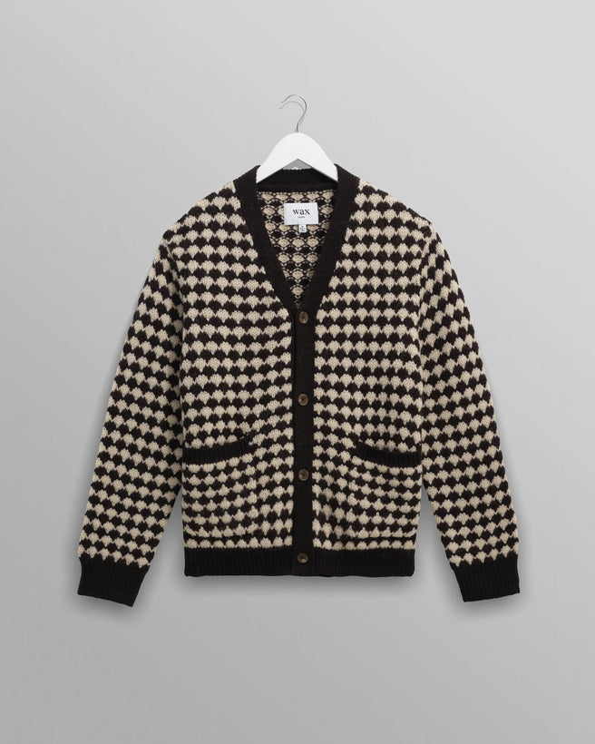 Walker Cardigan - Black And Ecru Bubble Knit Cardigan