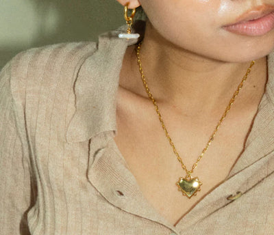 Milagros Heart Link Chain Necklace - Gold