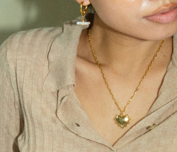 Milagros Heart Link Chain Necklace - Gold