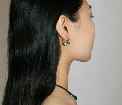 Buoy Earrings - Silver/Aquamarine