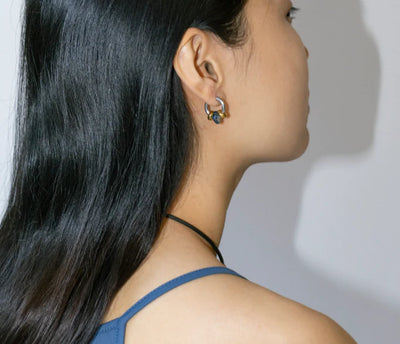 Buoy Earrings - Silver/Dark Blue