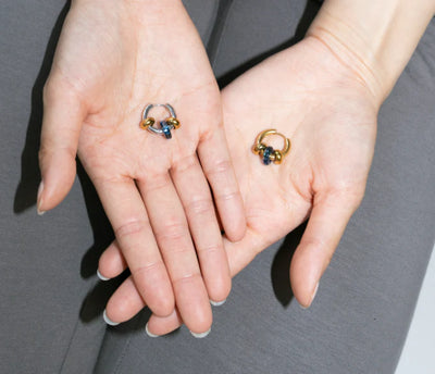 Buoy Earrings - Silver/Dark Blue