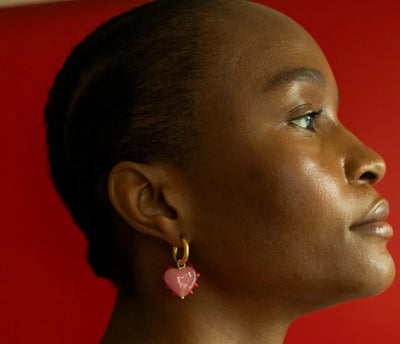 Milagros Heart Earrings - Pink