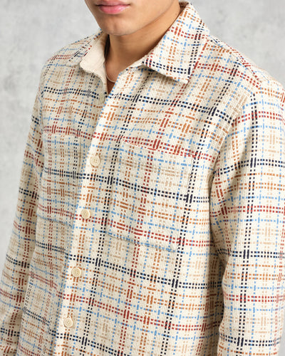 Whiting Overshirt - Ecru and Multi Colour Yard Check