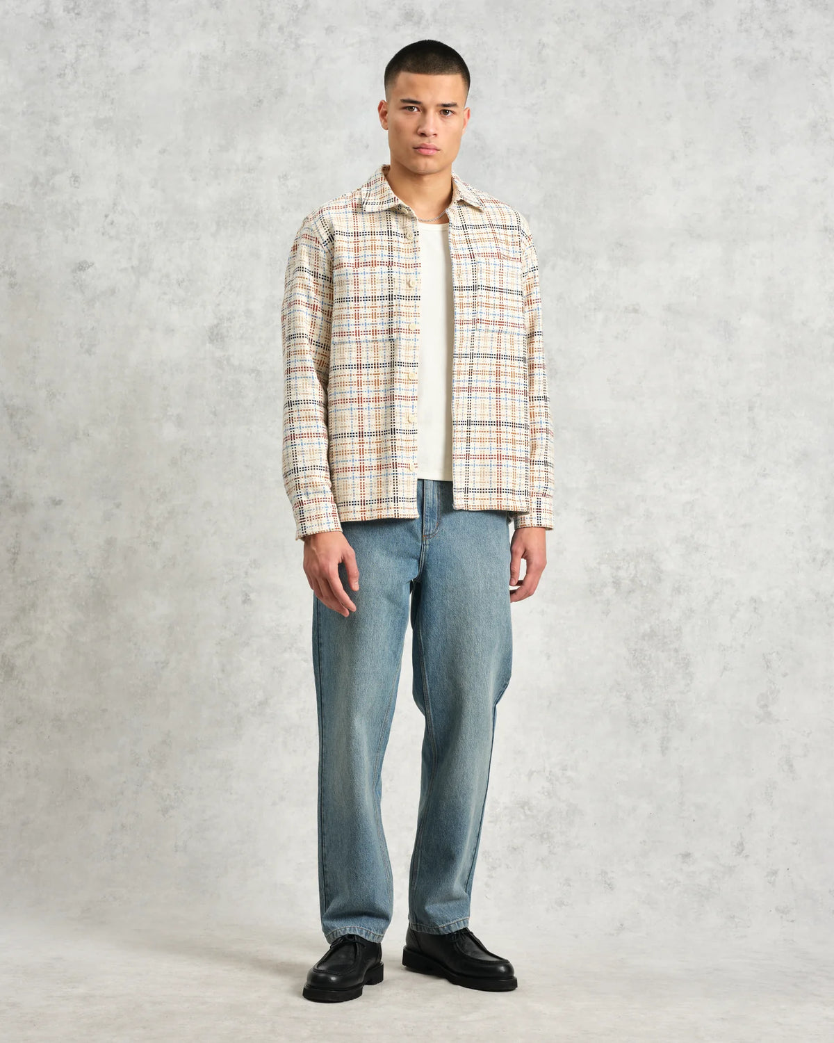 Whiting Overshirt - Ecru and Multi Colour Yard Check