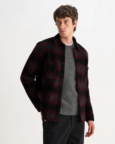 Whiting Overshirt - Elm Wool Blend Red/Black Check