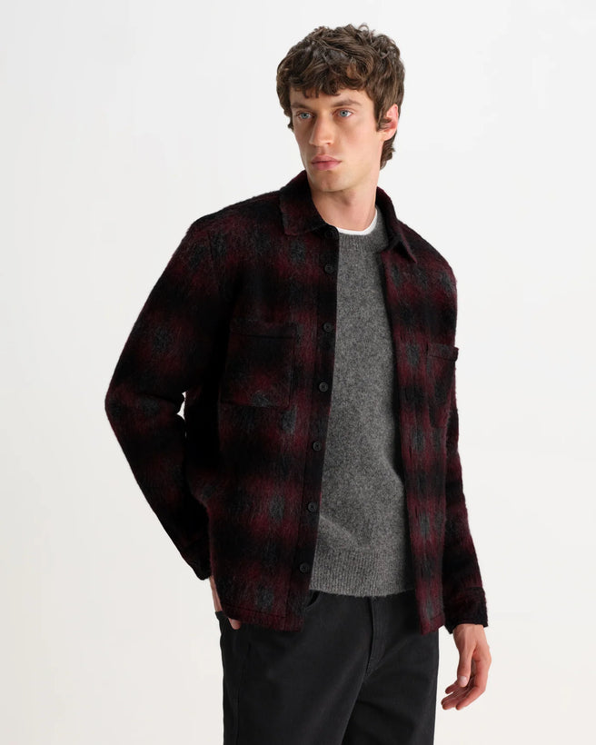 Whiting Overshirt - Elm Wool Blend Red/Black Check
