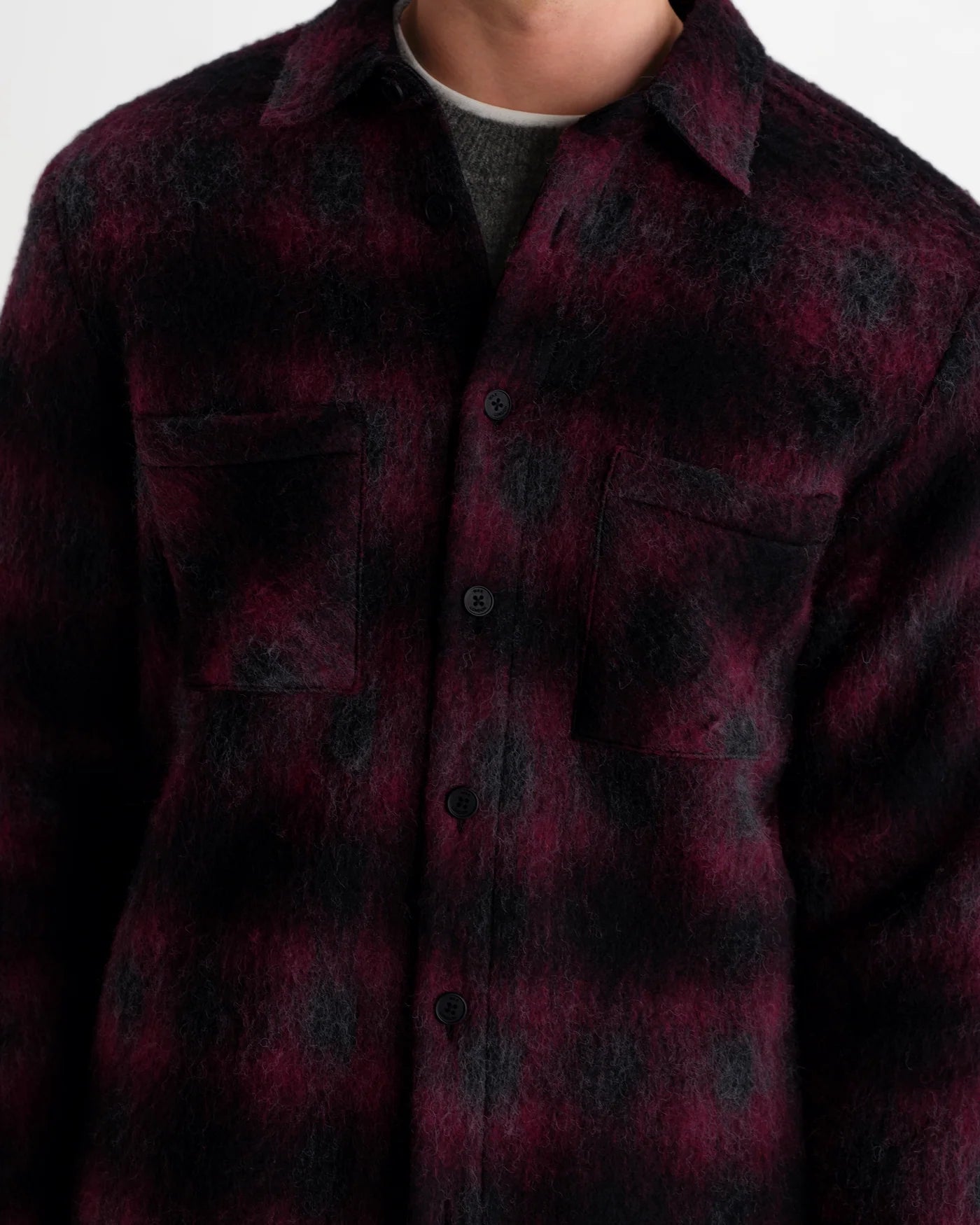 Whiting Overshirt - Elm Wool Blend Red/Black Check