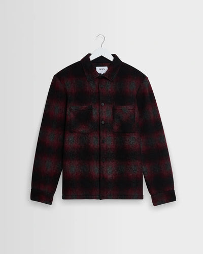 Whiting Overshirt - Elm Wool Blend Red/Black Check