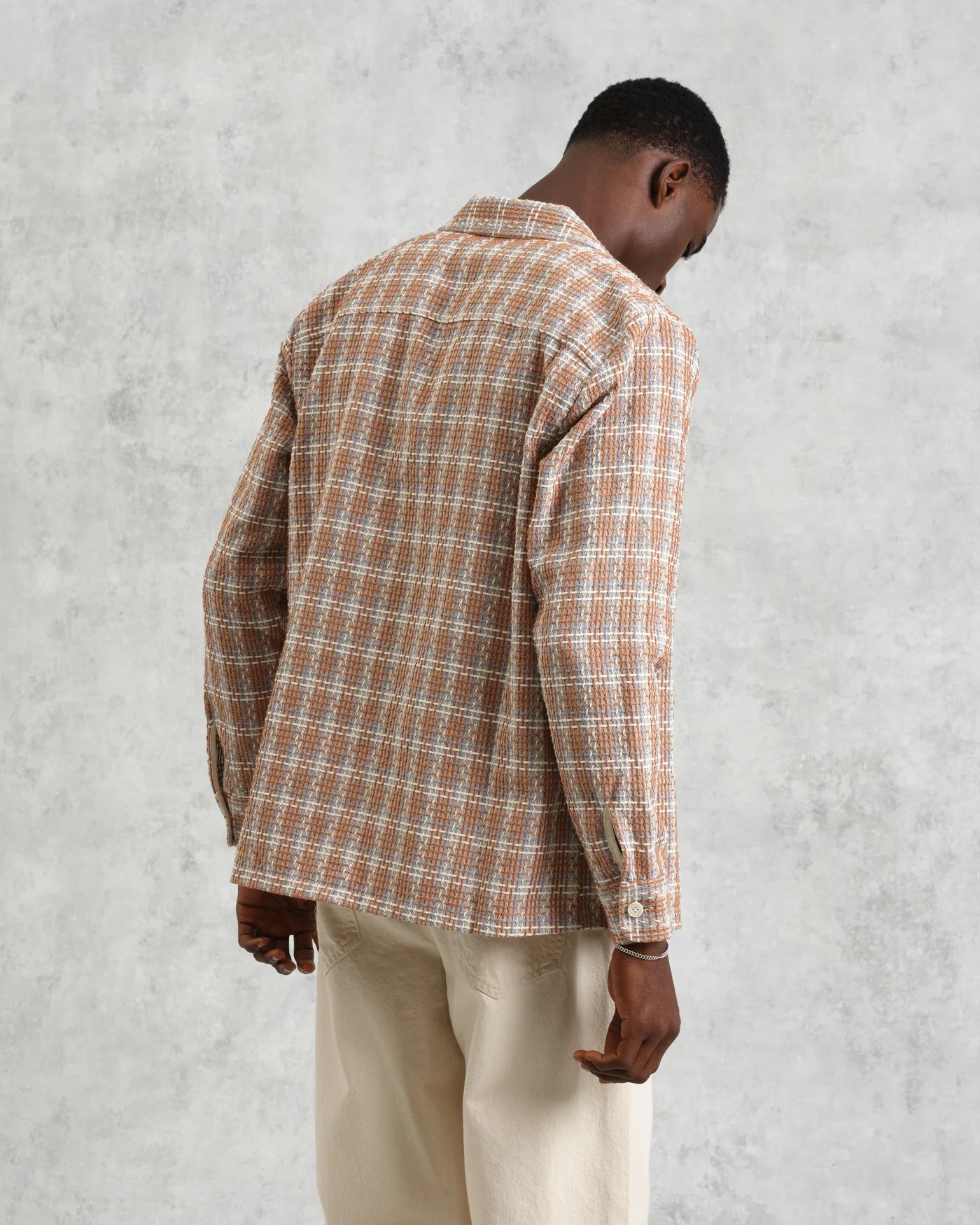 Whiting Overshirt -  Tan and Multicolour Ladder Check