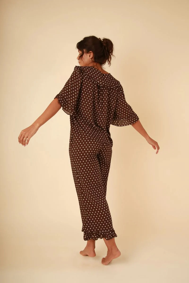 Selene Polka Dot Set - Brown