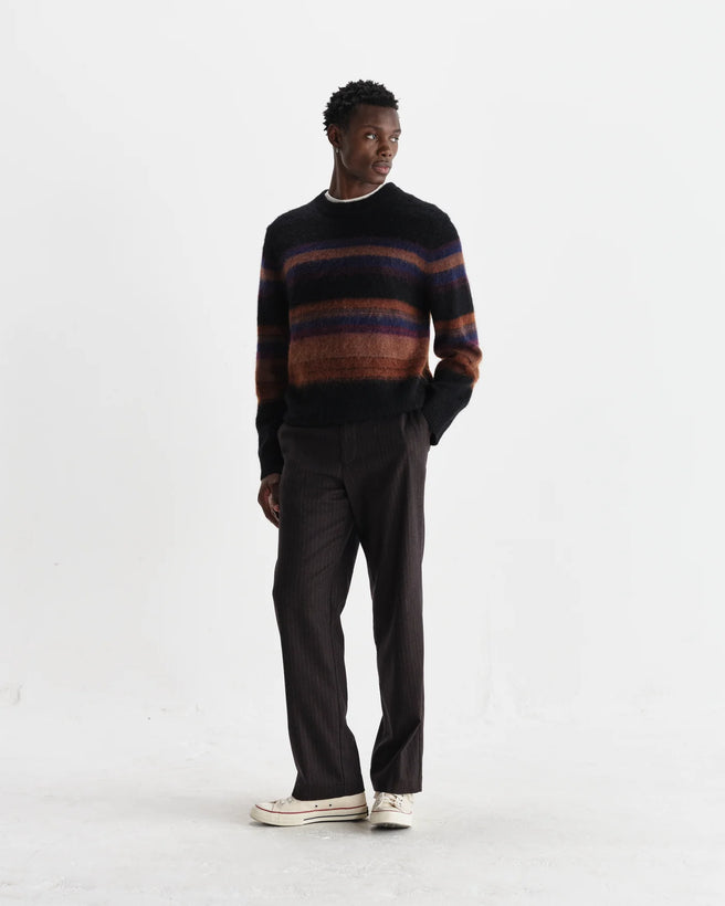 Wilde Crew Brush Stripe Jumper - Black/Dark Multi