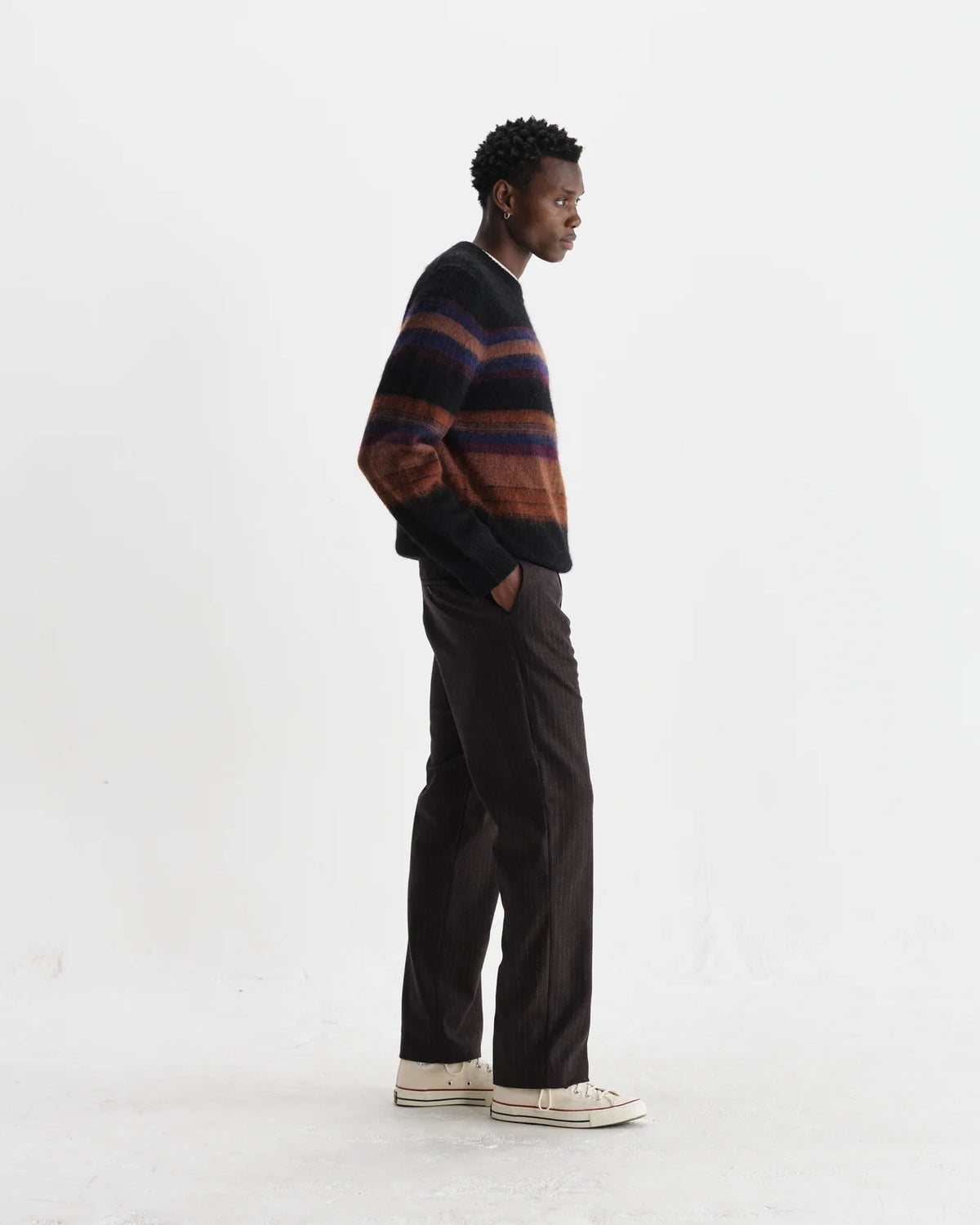 Wilde Crew Brush Stripe Jumper - Black/Dark Multi