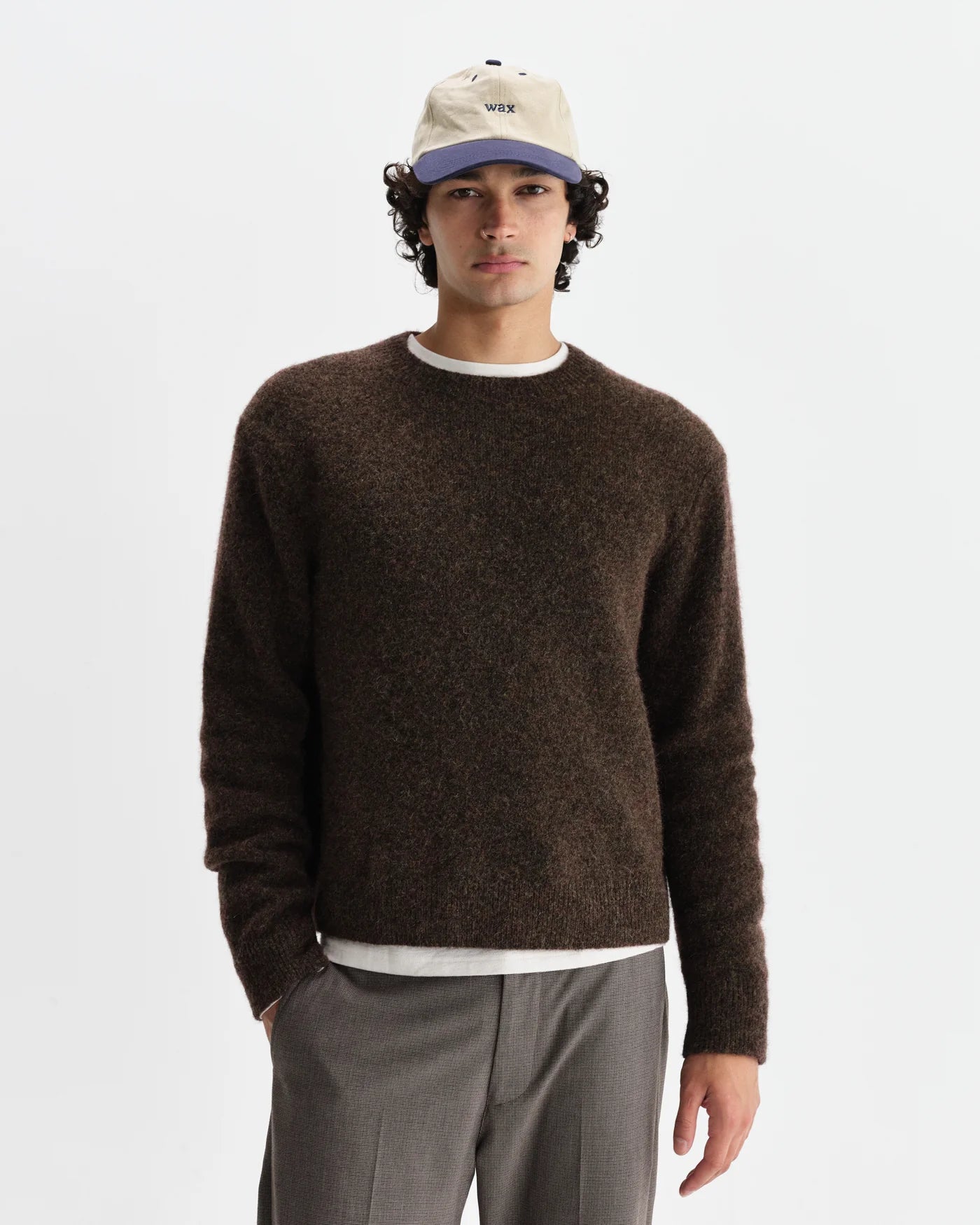 Wilde Crew Fluffy Wool Blend Jumper - Brown