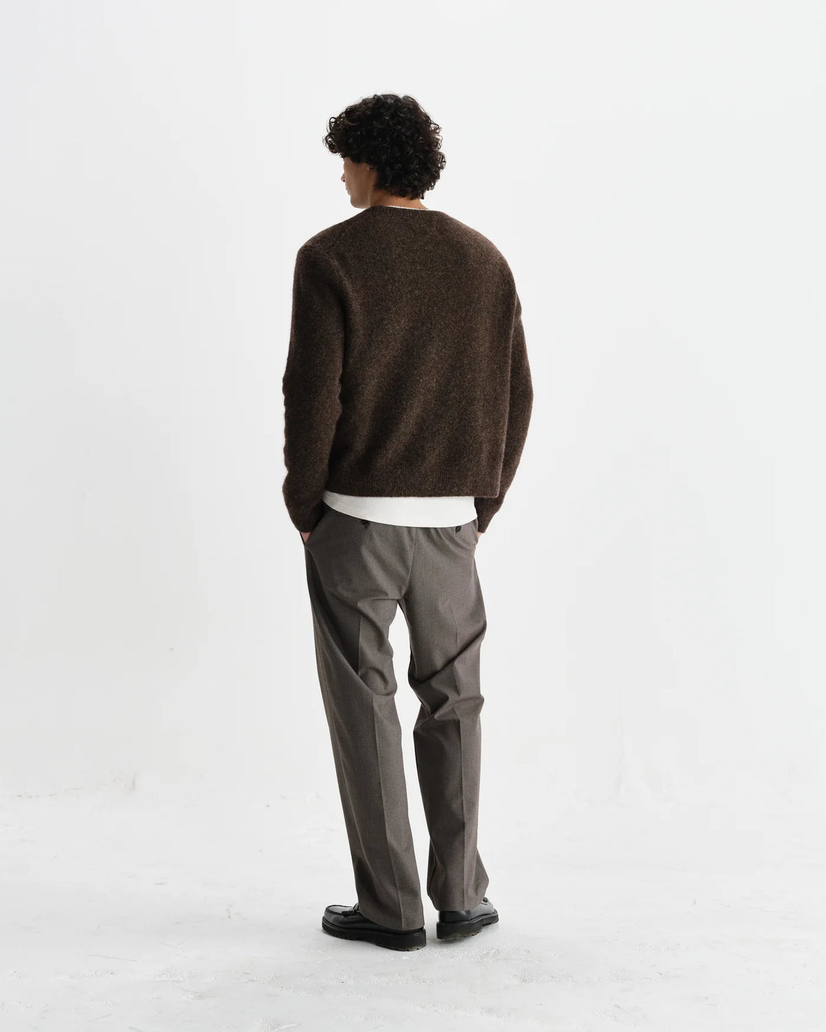 Wilde Crew Fluffy Wool Blend Jumper - Brown