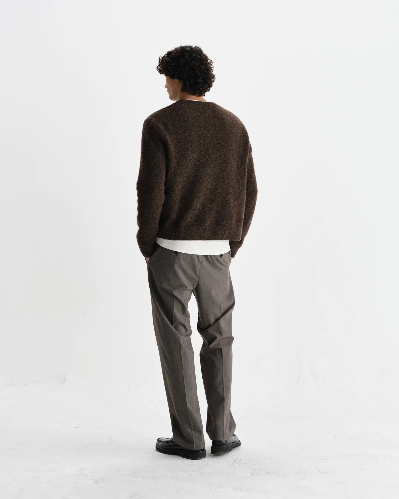 Wilde Crew Fluffy Wool Blend Jumper - Brown