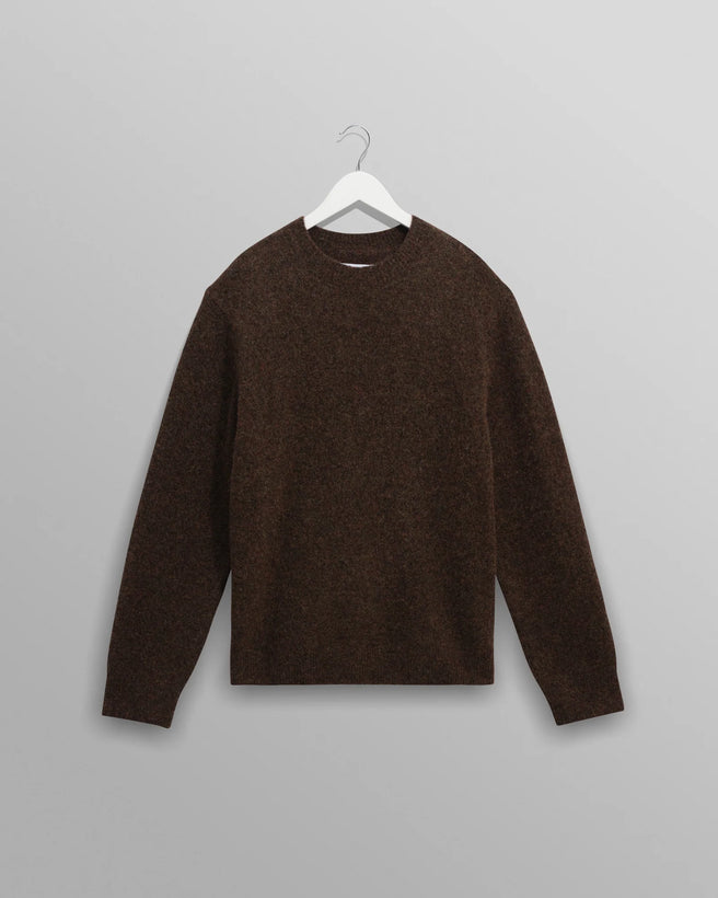 Wilde Crew Fluffy Wool Blend Jumper - Brown