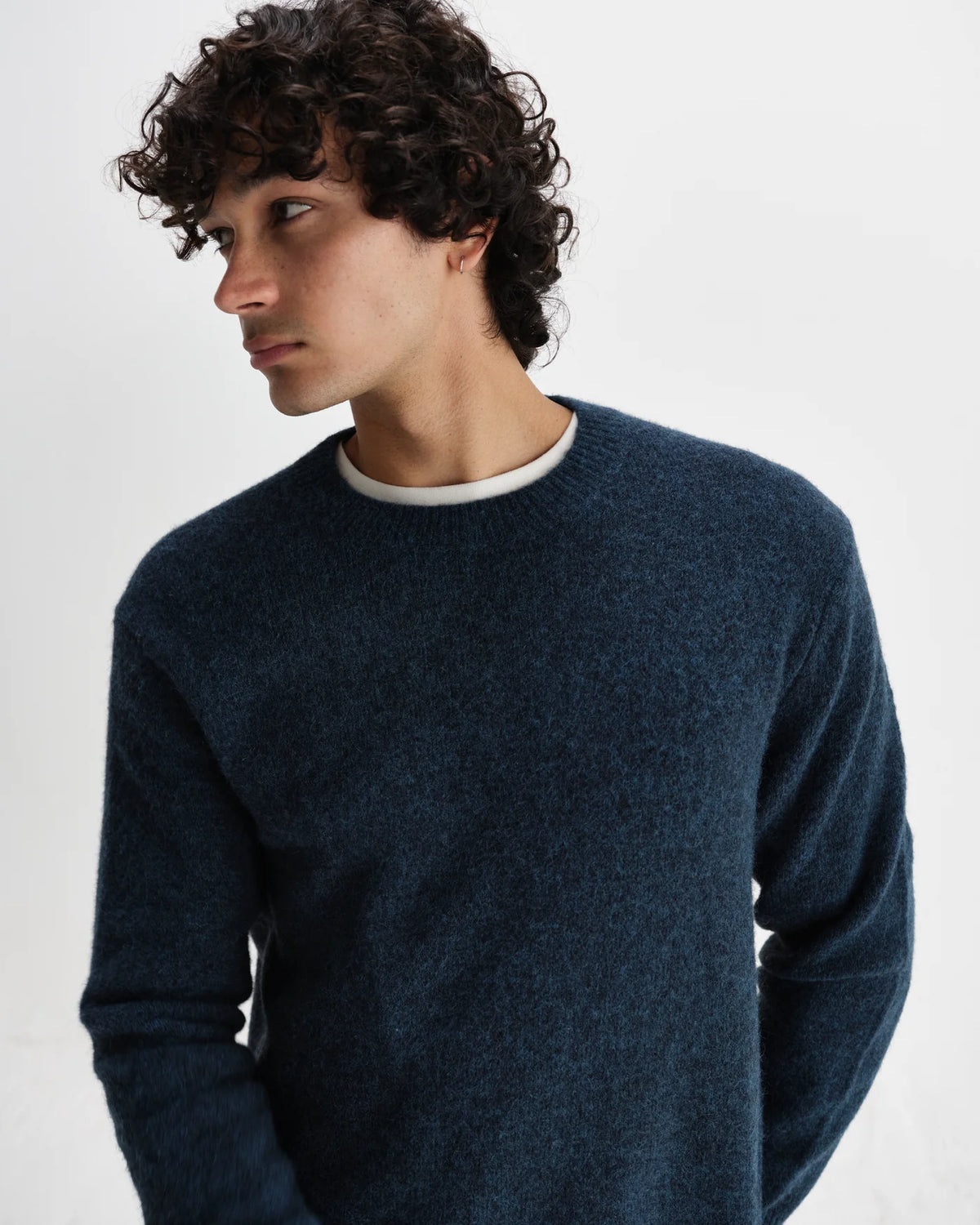 Wilde Crew Fluffy Wool Blend Jumper - Teal