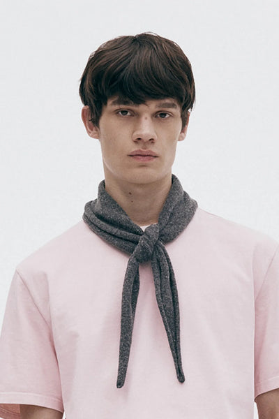 Wool and Silk Tie Scarf - Dark Grey Melange
