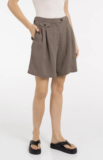 Woven Longer Length Bermuda Shorts - Washed Brown