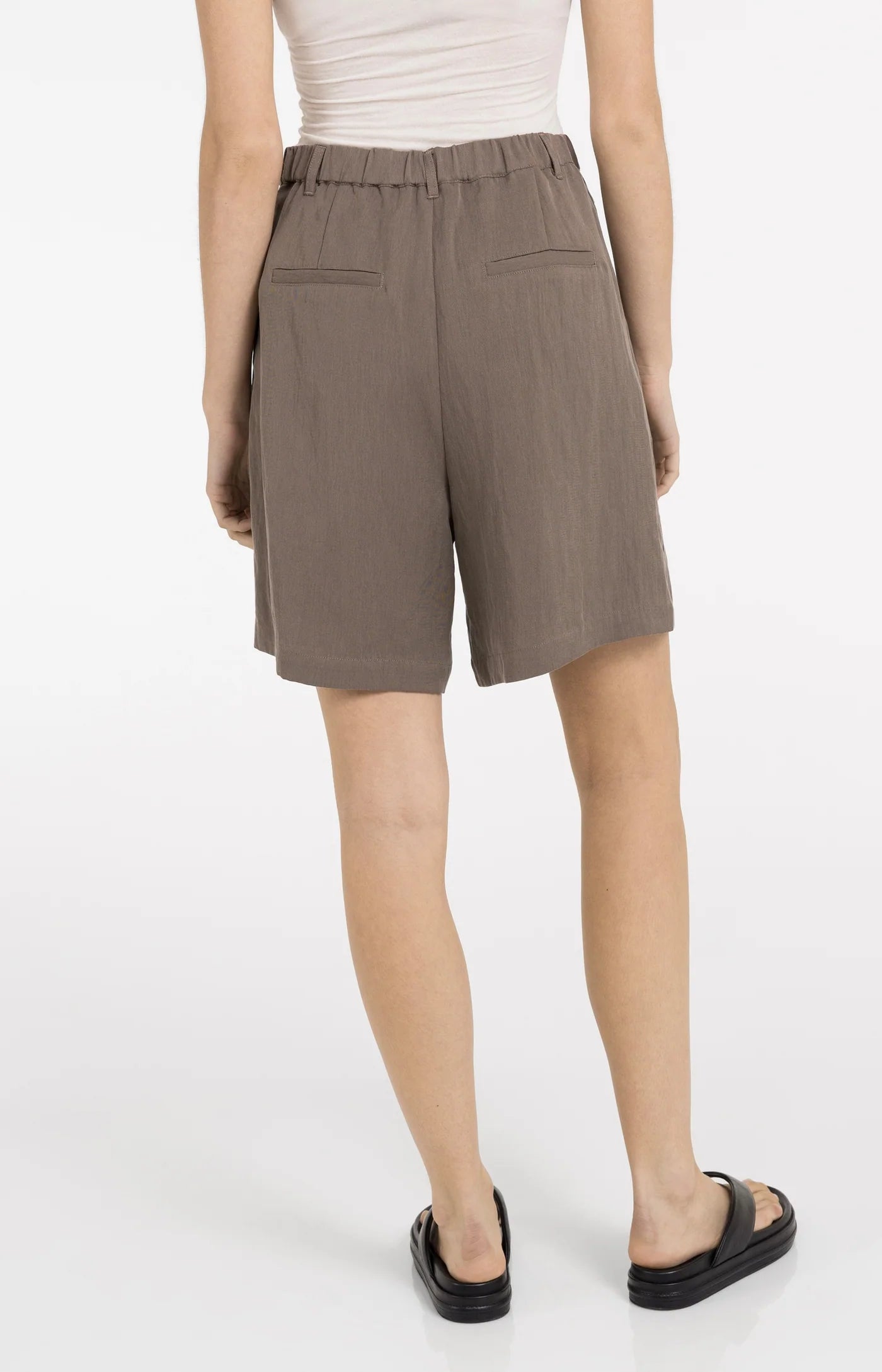 Woven Longer Length Bermuda Shorts - Washed Brown