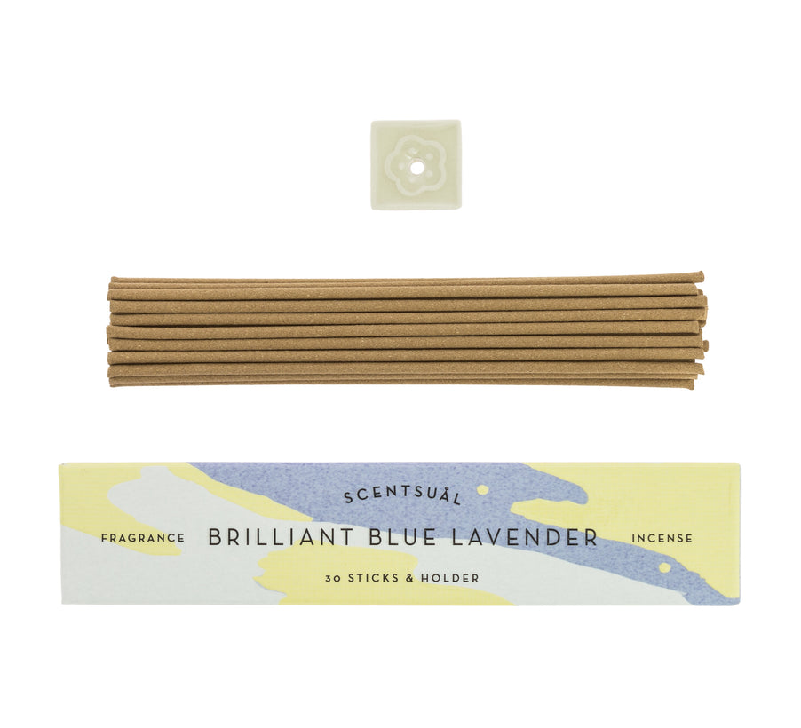 Scentsual Japanese Incense + Ceramic Holder  - Brilliant Blue Lavender