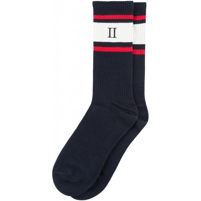 William Stripe 2-Pack Socks - Dark Navy / Off White-Red