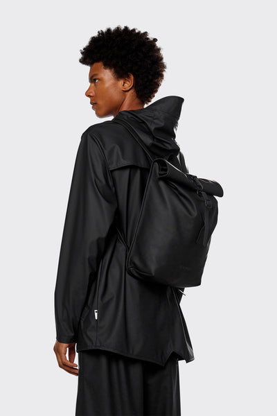 Rolltop Mini Backpack Bag - Black