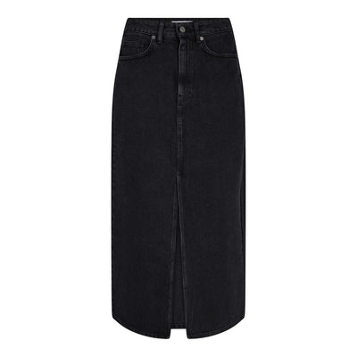 Vika CC Slit Denim Skirt - Black