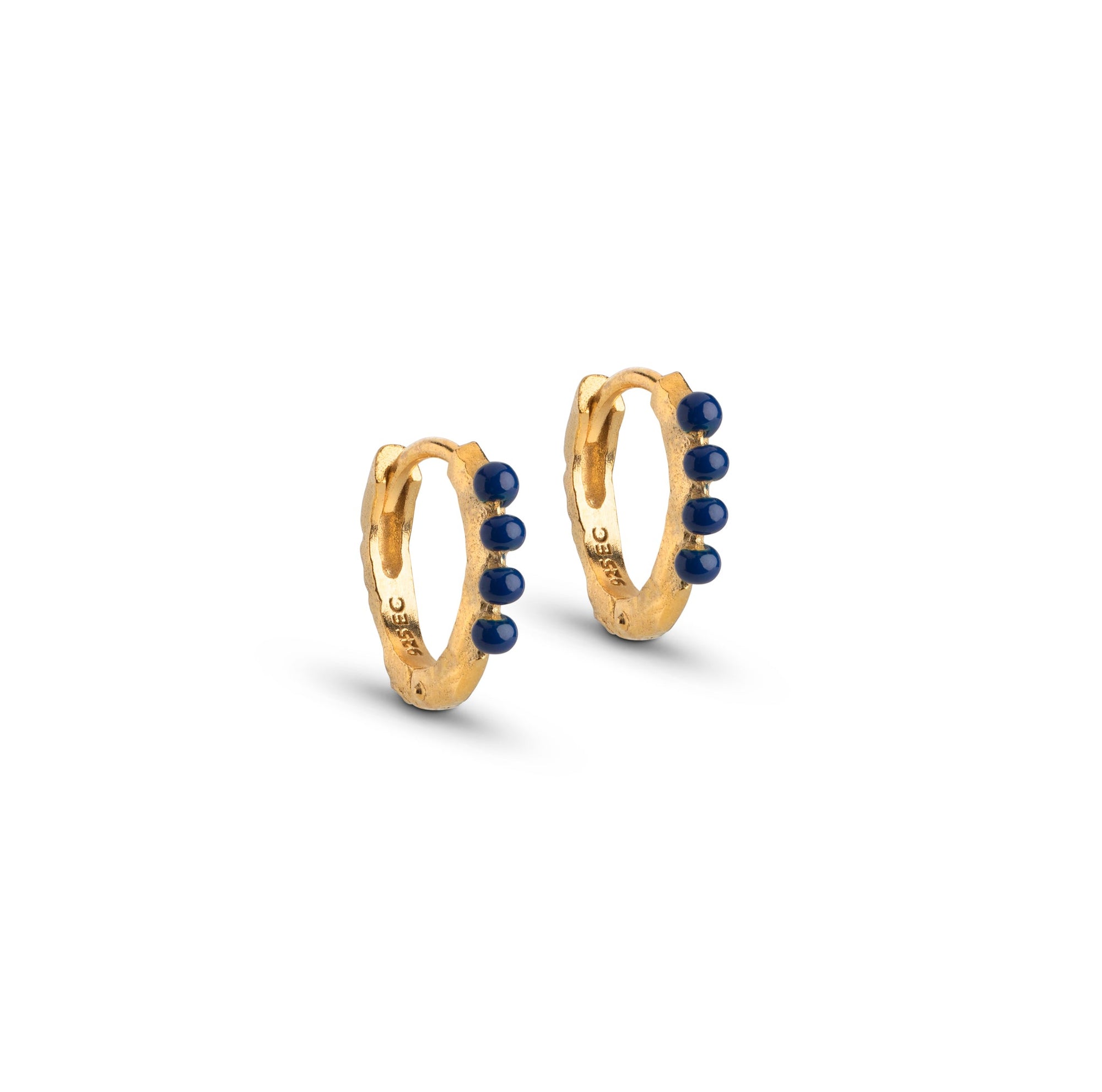 Paula 10mm Hoops - Gold/Navy Blue