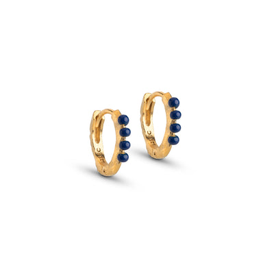 Paula 10mm Hoops - Gold/Navy Blue