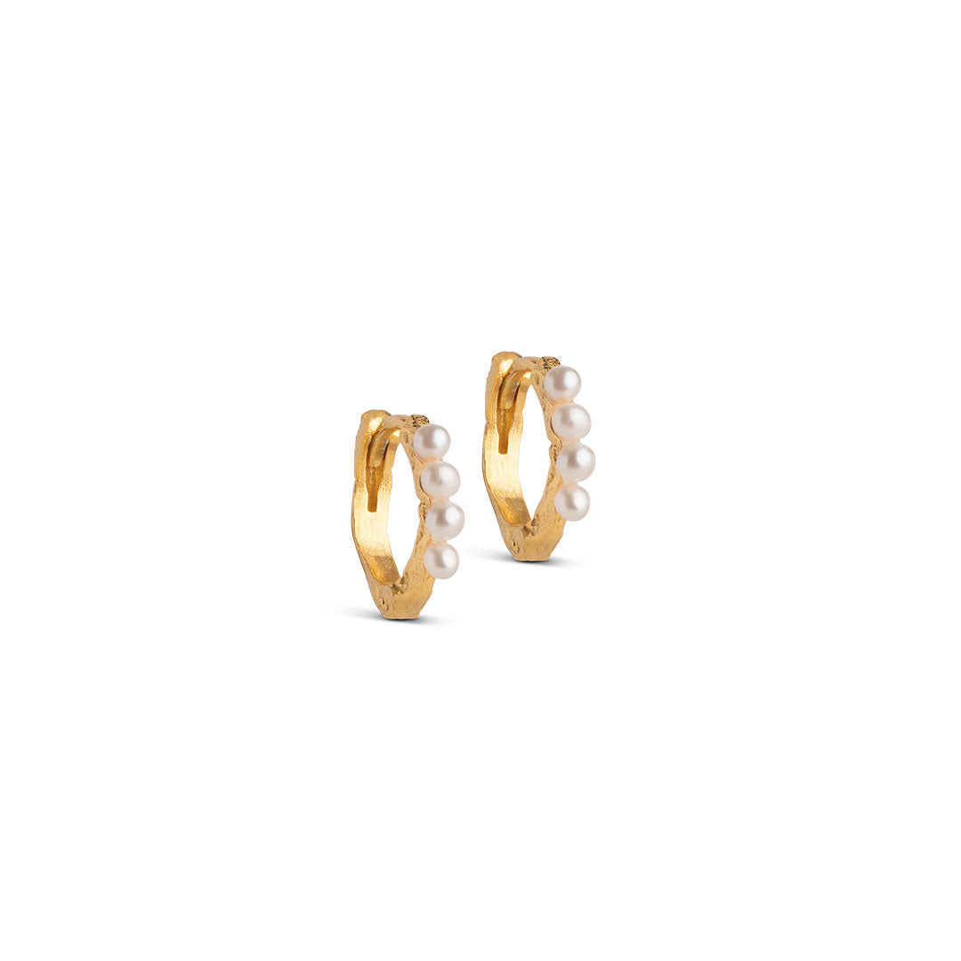 Paula 10mm Hoops - Gold/Pearl
