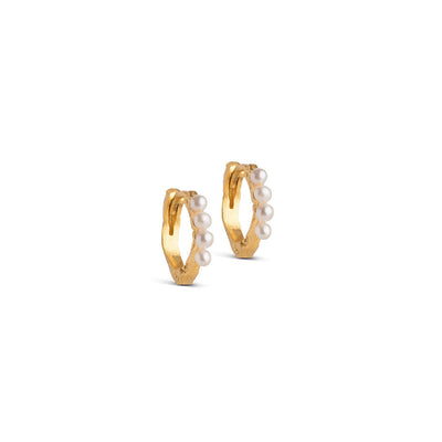 Paula 10mm Hoops - Gold/Pearl
