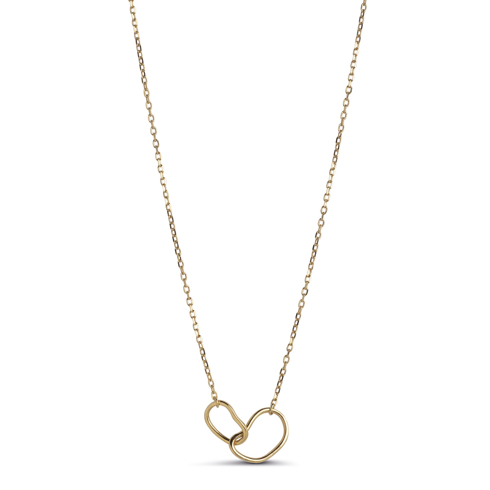 Organic Double Circle Necklace -  Gold