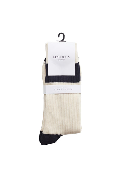 William 2 Pack Socks - Off White / Navy