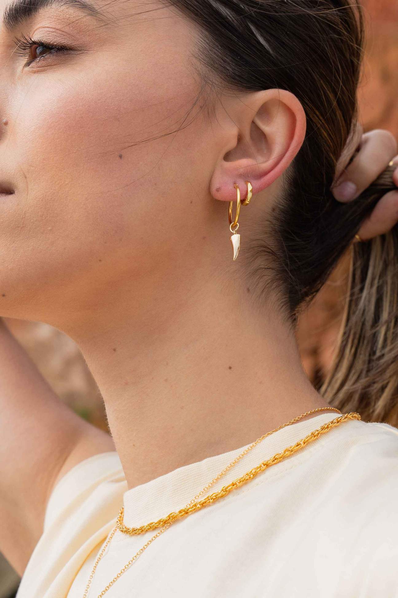 Ava Faceted Huggies - Gold Plating