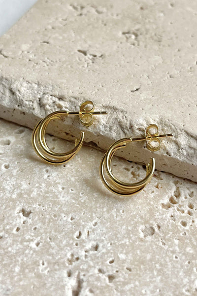 Tilly Tri Hoops - Gold Plating